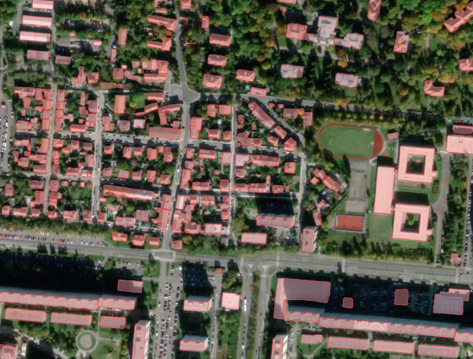 Processing result of buildings model