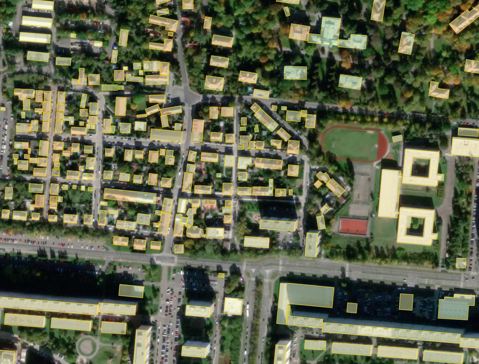 Processing result of buildings model