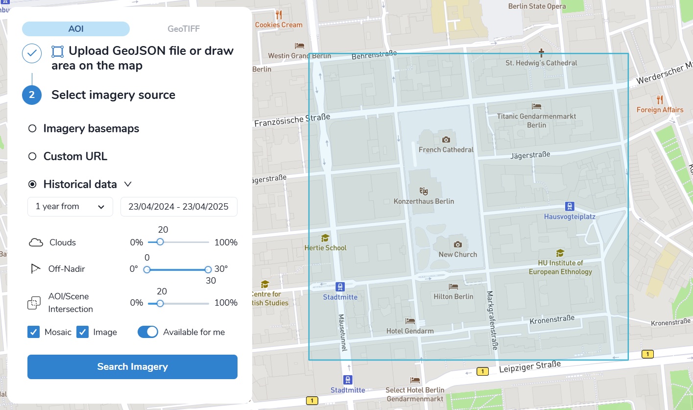 Imagery search tab